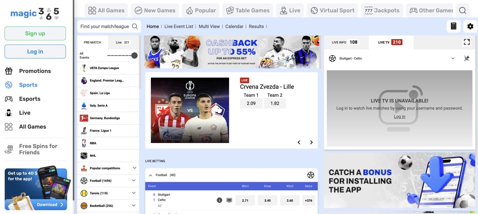 magic365 casino games